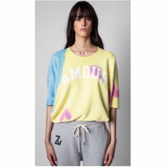 NWT Zadig & Voltaire Oversized Sweatshirt Portland Amour tie Dye Small - Picture 3 of 7